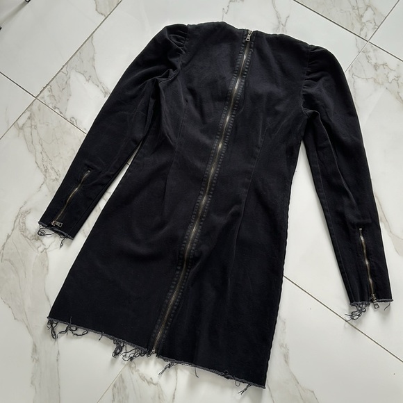 Belle Vere black denim stretchy dress frayed hems size XS - S - Picture 4 of 7